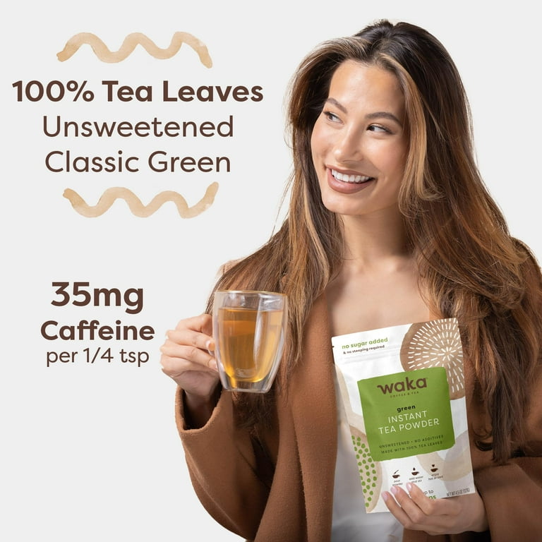 WAKA Instant Green Tea Mix, Unsweetened Powder, 100% Tea Leaves WAKA Instant Green Tea Mix, Unsweetened Powder, 100% Tea Leaves