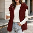 thumbnail image 2 of Cmfcve Womens Plus Size Winter Hooded Quilted Faux Suede Vest Full Zip Sleeveless Jacket Casual Warm Padded Outerwear, 2 of 8
