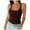 Brick Red1231/A, variant on oqasdz Solid Color Women Spaghetti Strap Scoop Neck Ribbed Tank Tops Slim Fitted Cotton Camisole Basic Sleeveless Layering Shirts Soft Female Dailywear