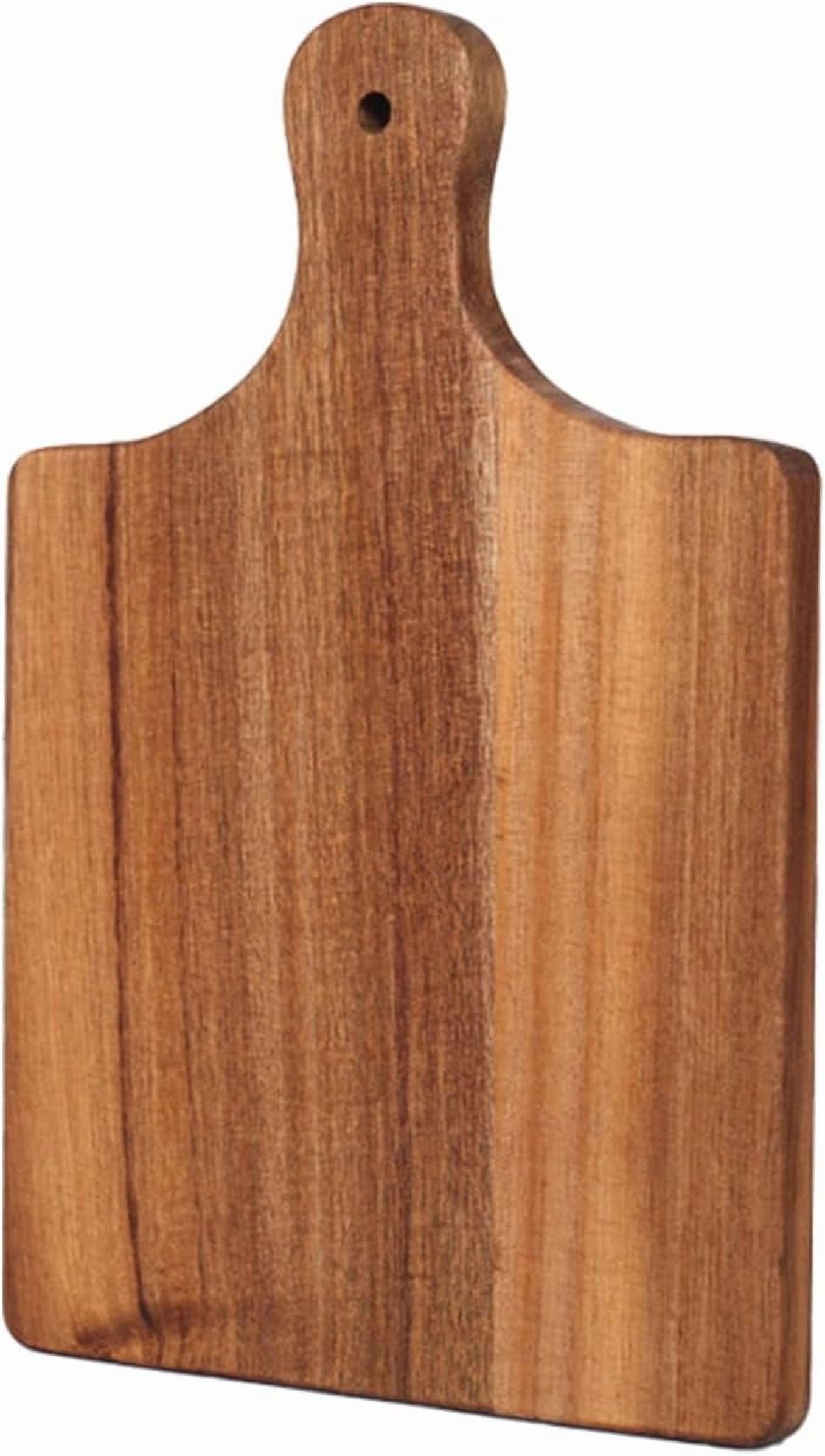 LASJPOB-Acacia Wood Serving Board with Handle, Small Size 11" x 8"- Wooden Cutting Chopping Board for Meat, Vegetables, Bread, Charcuterie, Cheese Board - Food Serving Tray for Kitchen Appetizers