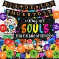 thumbnail image 3 of Day of the Dead Party Decoration Calling All Soul Dia De Los Muertos Floral Backdrop Banner Mexican Party Garland Sugar Skull Flower Tablecloth Foil Balloon for Mexican Festival Fiesta Party Supplies, 3 of 6