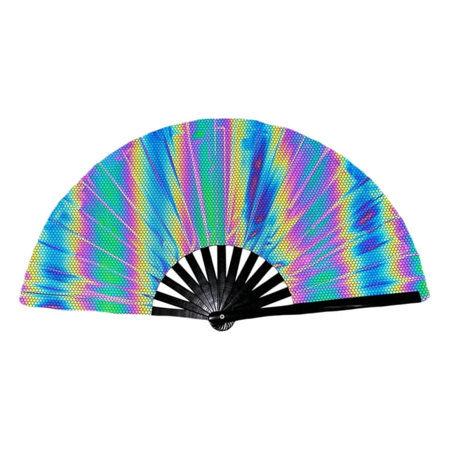 Sokhug Holographic Folding Clap Fans for Line Dancing Foldable Holding Colors Fan for Line Dancing Party Dance Enthusiasts Gift