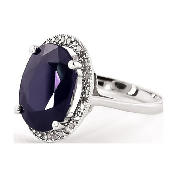 Galaxy Gold 14k Solid Gold- White, Yellow and Rose Gold Ring with 6.58 Carat (CTW) Natural Oval Sapphire and Diamonds (white-gold, 9.5)