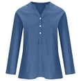 thumbnail image 4 of Giftesty Womens Plus Size Women's V-Neck Long Sleeve Loose Button Cotton and Linen Tunic Shirts Summer Shirt Blouses, 4 of 5