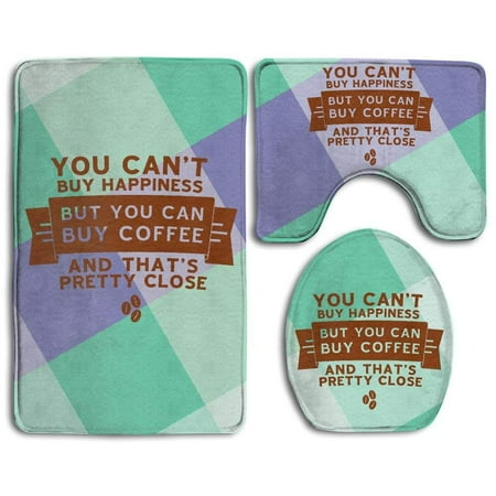 Where To Buy Bathroom Rugs GOHAO You Can't Buy Happiness But You Can Buy Coffee 3 Piece Bathroom Rugs Set Bath Rug Contour Mat and Toilet Lid Cover ()