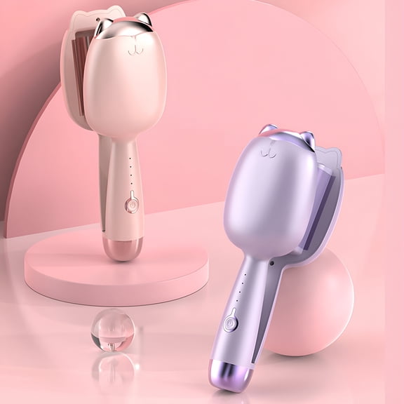 HIBIBUD Negative Ion Hair Curler, Ceramic Crimper Wand, Ionic Heat Protection, 1.5-inch Barrel, for All Hair Types, Damage-free Styling, Travel-friendly Design, Lightweight Compact, for Daily | Pink