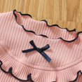 thumbnail image 4 of mgoYE Girls' Lettuce Trim Ribbed Shirts Cotton Blend Long Sleeve Crew Neck Base Layer Slim Fit Trendy Tops(Pink,6-12 Months), 4 of 9
