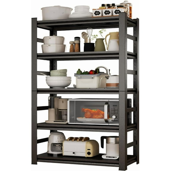 Kitchen 5-Tier Storage Shelves，Adjustable Pantry Shelves，KitchenStorage Standing Baker's Racks，Shelving Unit for Kitchen, Living Room, Dinning Room，Coffee Bar (72'H×47.24'W×23.6'D)
