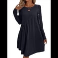 thumbnail image 1 of Vestido de Mujer de Larga, Cuello Redondo, Cintura Alta y Cintura Irregular. Negro XL, 1 of 8