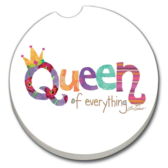 CounterArt "Queen Of Everything" 1 Pack Absorbent Stone Coaster for Vehicle Cup Holder 2.6 Diameter