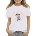 thumbnail image 2 of Spazoro Toddler Girls T-shirts, Love Mom Casual Crewneck Summer Short Sleeve Tops White Size 2-13T, 2 of 7
