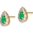 thumbnail image 2 of 14K Yellow Gold Pear Emerald And Diamond Halo Post Earrings (Width 8.4) (Length 11.4) - Jbsp, 2 of 5