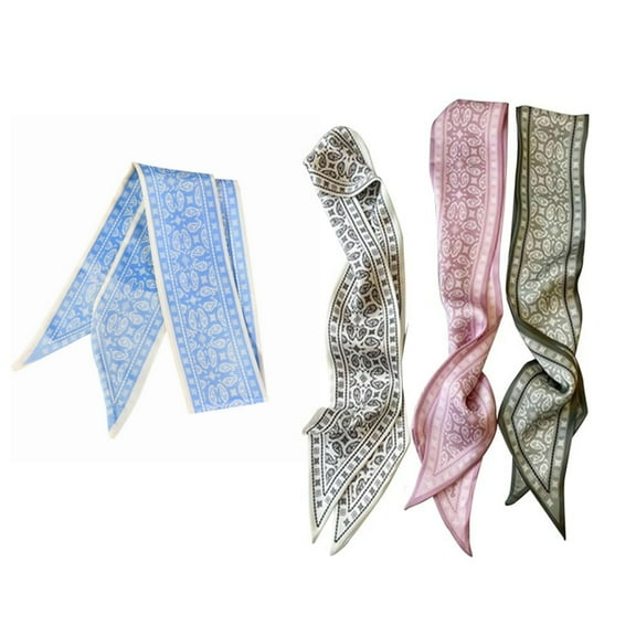 4Pcs Fashion Scarves for Women, Multifunctional Boho Scarves Headbands Satin Scarf for Bag Hair Accessories