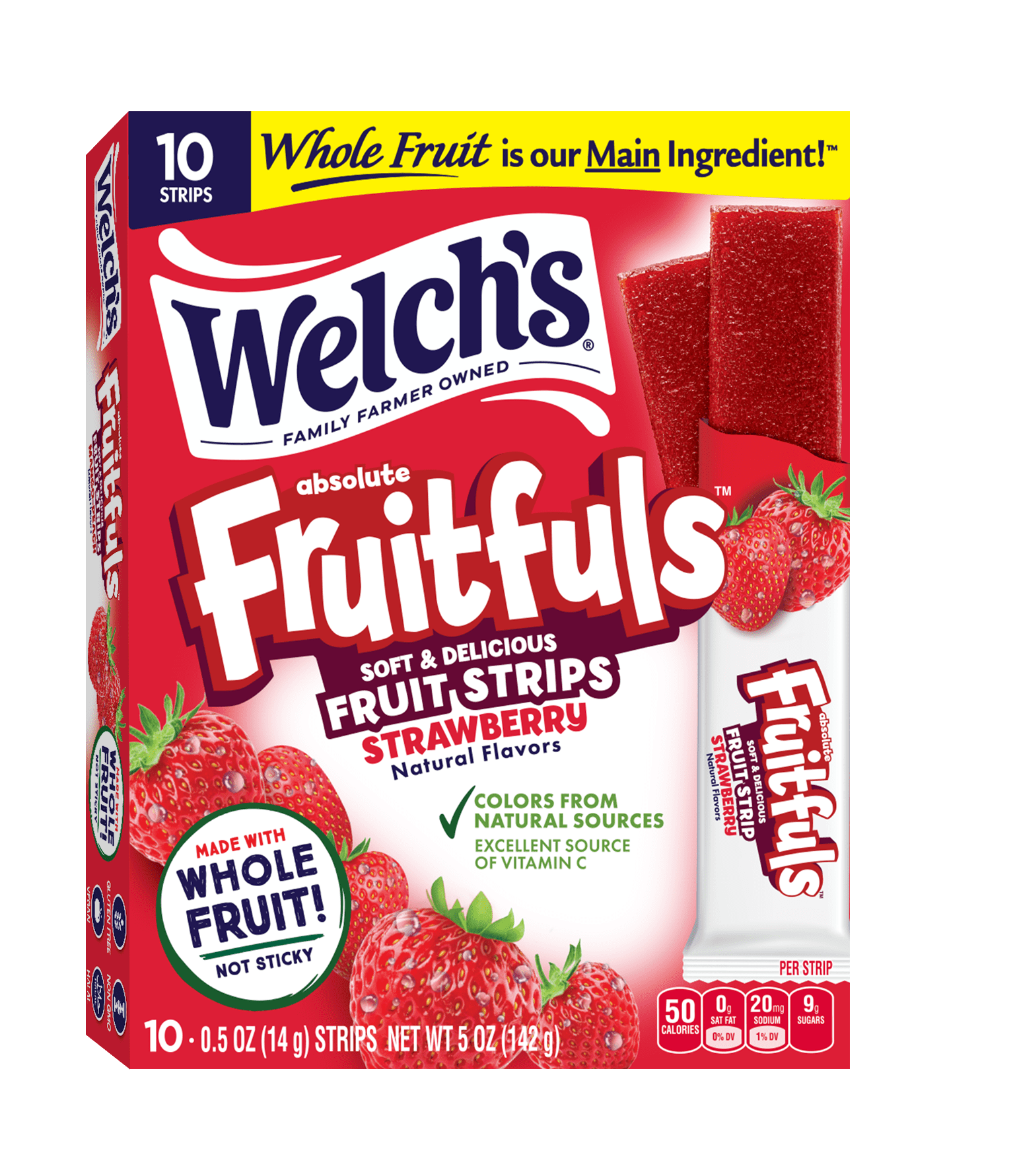 (3 pack) Welch's Fruitfuls Strawberry Soft Fruit Strips, .5 oz (10 pack)