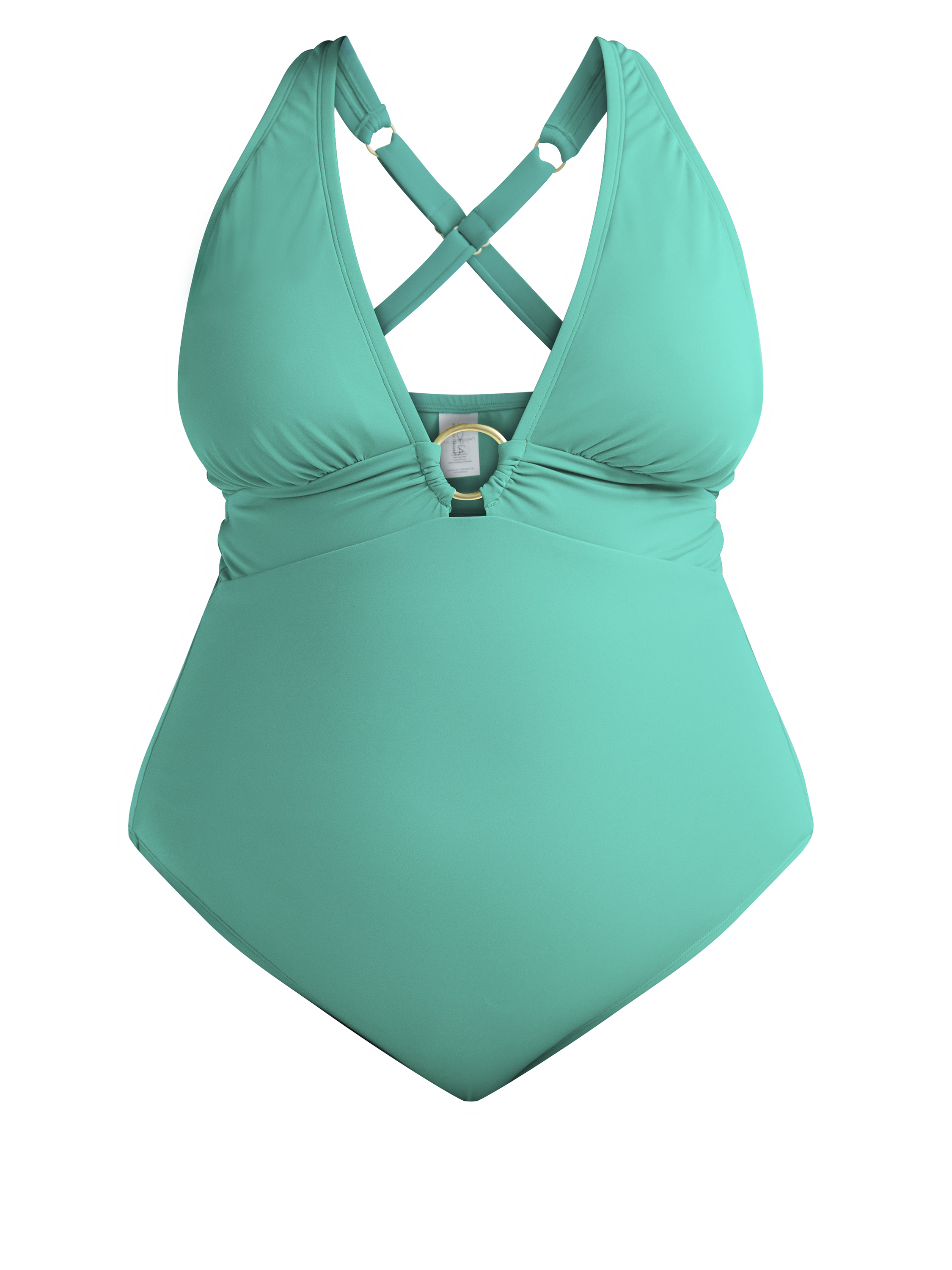 Sofia by Sofia Vergara Women's and Women's Plus Ring Front Plunge Halter One Piece with Curvetex®, Sizes XS-2X