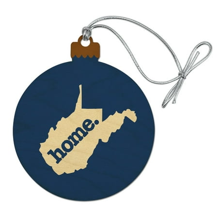 Penn State Christmas Ornaments West Virginia WV Home State Solid Navy Blue Officially Licensed Wood Christmas Tree Holiday Ornament ()