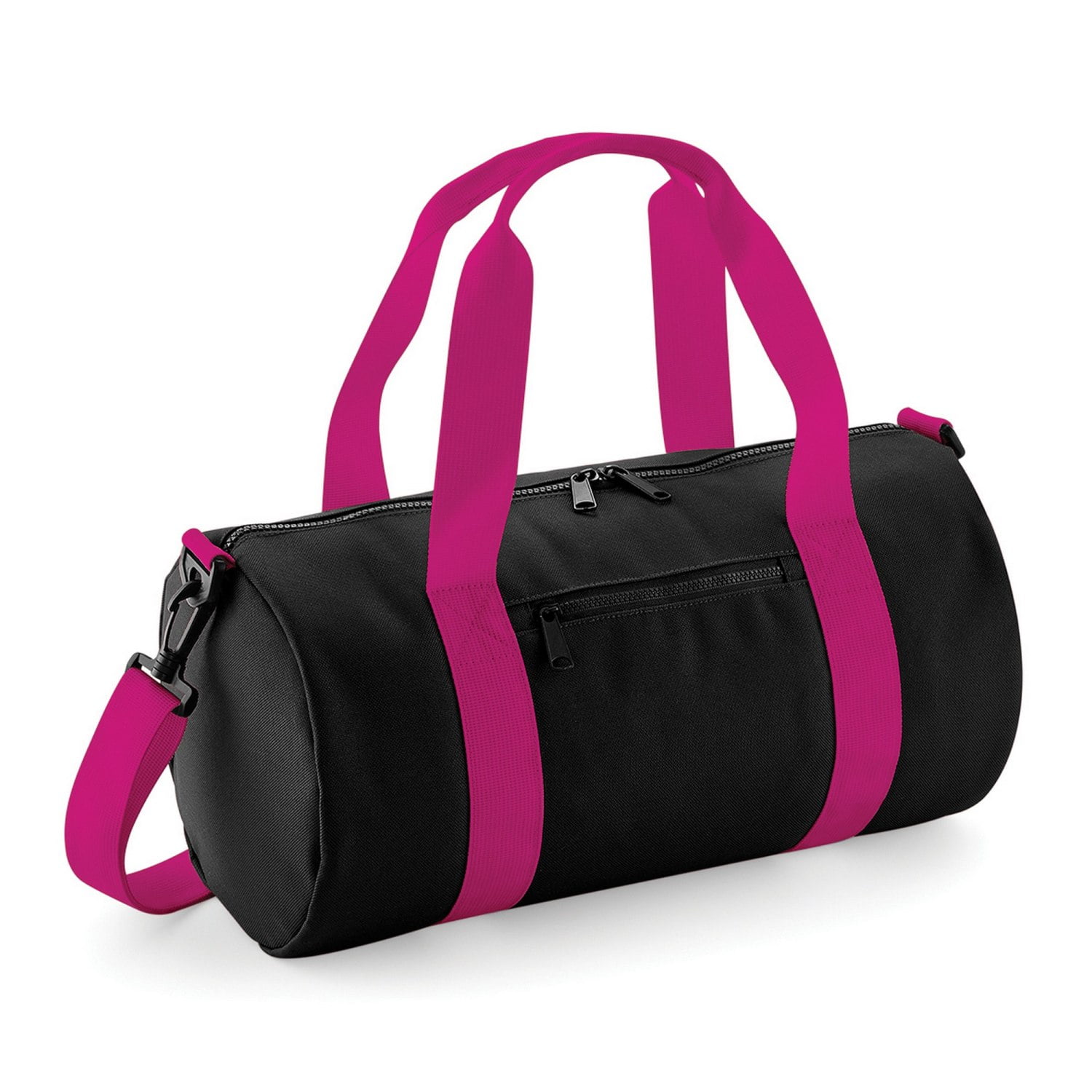 Bagbase Mini Barrel Bag Black Fuchsia