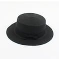 thumbnail image 3 of Wuxian Baby Girls Straw Hats Solid Color Bow Wide Brim Summer Breathable Fashionable Lightweight Foldable Party Vacation Beach Sun Hat Holiday Upf 50+ Western Cowgirl Cap,P,One Size, 3 of 3