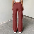 thumbnail image 5 of Women's High Waisted Cargo Pants Travel Y2K Streetwear Baggy Stretchy Pants with 6 Pockets Coffee M, 5 of 6
