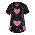 thumbnail image 5 of Lumtrix Valentine's Day Women's Short Sleeve Scrub Tops V Neck Nursing Uniform with Pockets Plus Size Heart Print Work Shirts Pink M, 5 of 5