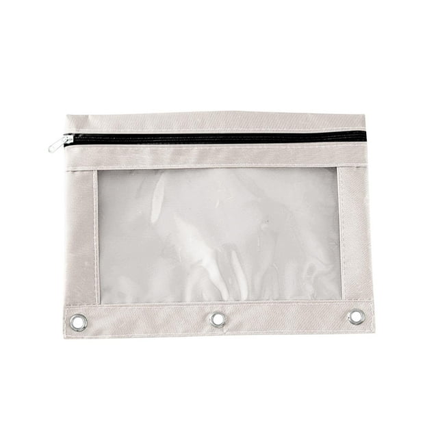 Estuche de tres agujeros para lápices | Bolsa de malla de gran capacidad con cremallera y compartimento transparente para organizar la escuela y la oficina