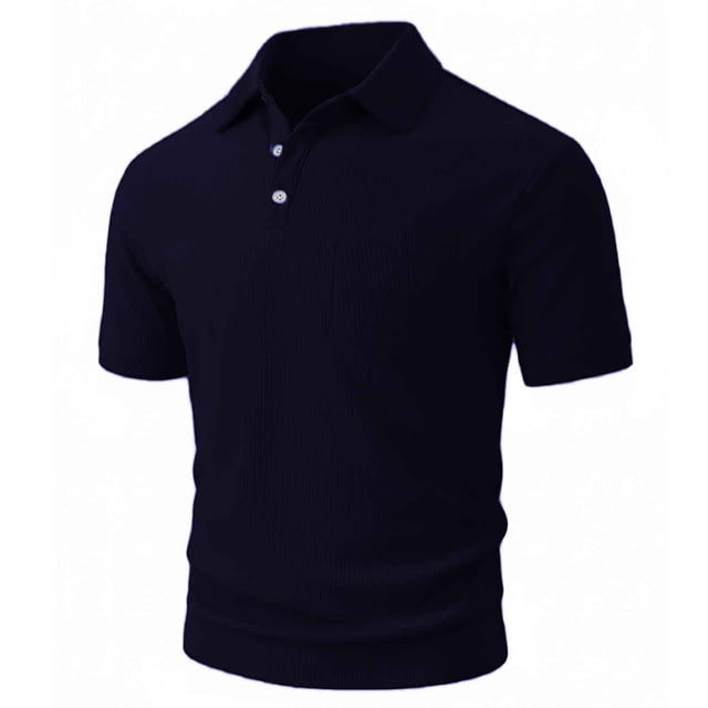 Camisas de Manga Corta de los Hombres Casual Color Sólido de Verano Solapa Superior, Suelto Ajuste Nylon Comodidad para el Exterior Diario