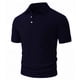thumbnail image 2 of Ceisia Men's Slim Fit Short Sleeve Polo Shirt Solid Color Vertical Stripe Knit with Chest Pocket Navy S Gifts, 2 of 7