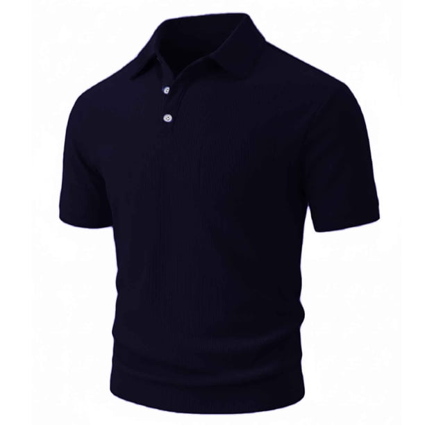 Camisas de Manga Corta de los Hombres Casual Color Sólido de Verano Solapa Superior, Suelto Ajuste Nylon Comodidad para el Exterior Diario