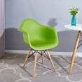 thumbnail image 4 of 2xhome - Set of 2 Toddler Kids Size Green Modern Plastic Chairs With Wood Leg Armchairs, 4 of 7