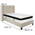 thumbnail image 4 of Flash Furniture Riverdale Twin Size Tufted Upholstered Platform Bed in Beige Fabric with Memory Foam Mattress, 4 of 5