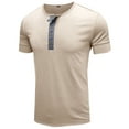thumbnail image 2 of Diufon Men's T Shirts Short Sleeve Casual Basic Tee Summer Casual Stretch Button V Neck Soild Color Tops, 2 of 4