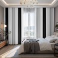 thumbnail image 2 of Black Grey Stripes Blackout Curtains for Bedroom/Living Room, Pinch Pleated Black Out Curtains, White Striped Vertical Modern Geometric Room Darkening Window Drapes with Hooks 2 Panels, 59"x70", 2 of 8