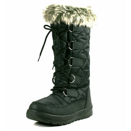 OwnShoe Poala Womens Lace Up Mid Calf Winter Snow Flat (Best Women's Snow Boots For Narrow Feet)