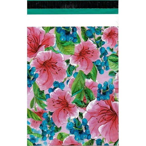 500 10x13 Pink Tropical Flowers Designer Poly Mailers Envelopes Custom Bags