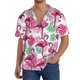 thumbnail image 1 of Fotbe Flamingo Camisa Estampada de Manga Corta para Hombre, Casual de Verano, Estilo Playero, Sin Arrugas-Large, 1 of 5