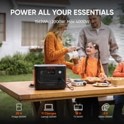 Jackery Explorer 1500 v2 Portable Power Station, 1536Wh LiFePO4 Solar Generator, 2000W Rated Power, 1H Rapid Charging, 10ms UPS Function, Suitable for Outdoor Activities, Emergency Backup, Camping