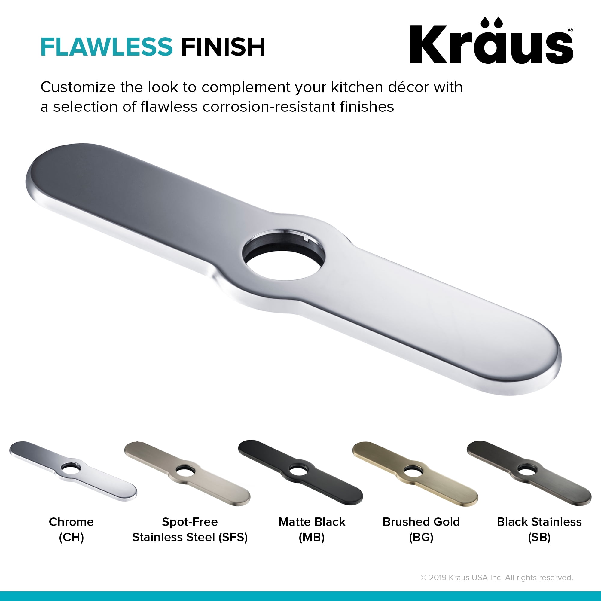 Deck Plate for Kitchen Faucet in Chrome