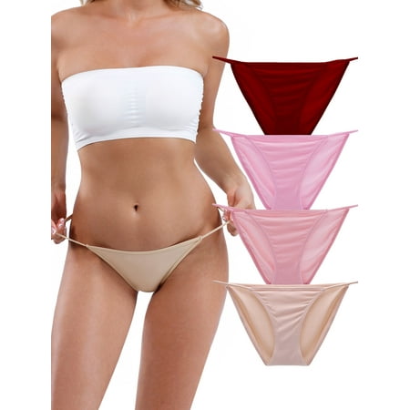 Buankoxy Women s String Bikini Panties High Cut Briefs Low Rise Hipster Ladies Sexy Cheeky Underwear Brief 4 Pack Size 7