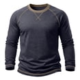 thumbnail image 2 of Men's Long Sleeve Crew Neck Pullover T Shirt Casual Fashion Solid Color Slim Fit Sports Tops Fall Winter Lightweight Soft Comfort Shirts, 2 of 7