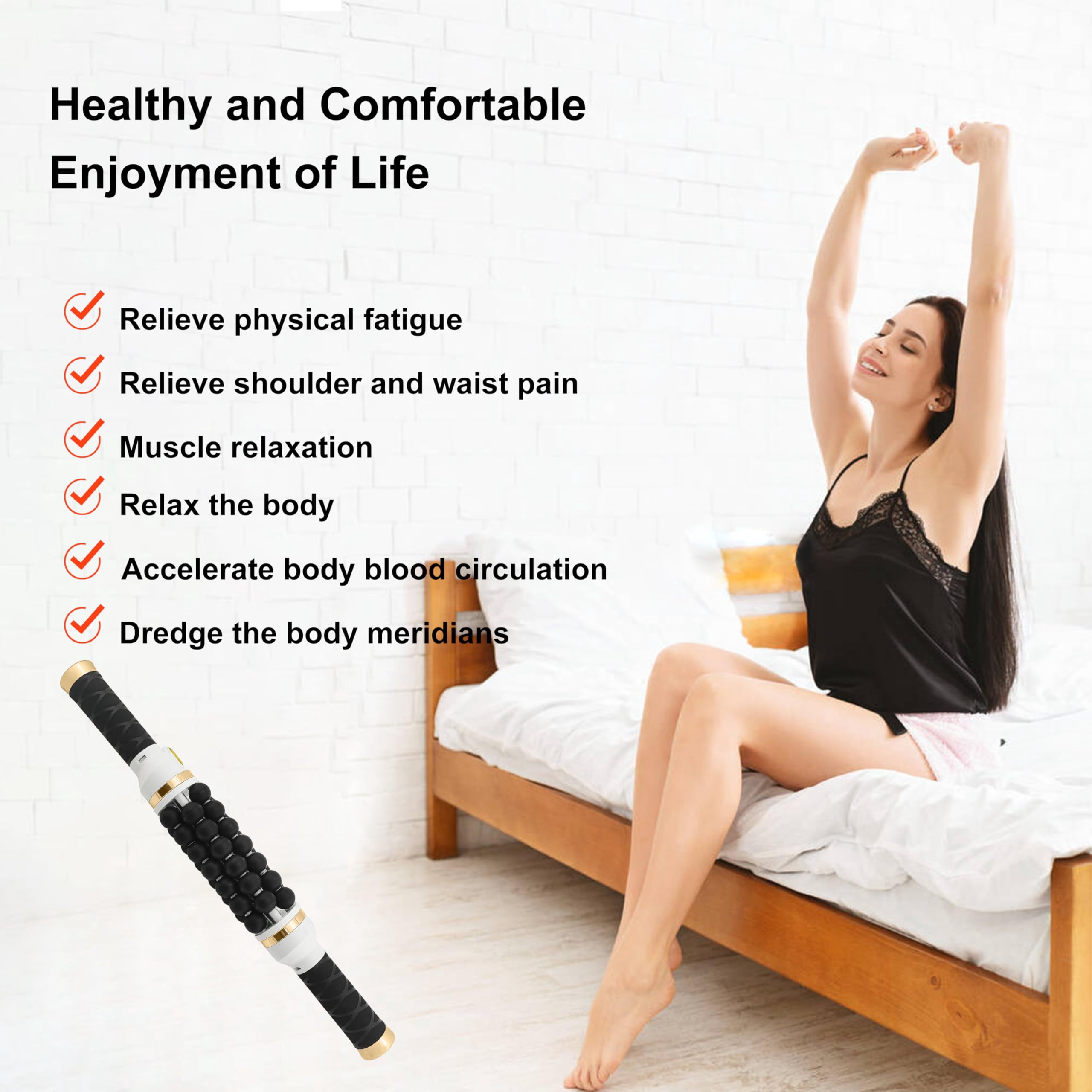Vibration Rolling Device Portable Body Massager Health Care Soothe Shoulder and Neck Pain Home use Elizia ETCRO01 (Gold)
