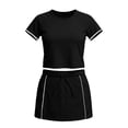thumbnail image 4 of Bibifish Womens Skirt Sets Summer Going Out Short Sleeve Crew Neck Soft Tshirts Mini Bodycon Skirt Teenis Golf Sports Matching Sets, 4 of 4