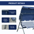 thumbnail image 6 of Outsunny Porch Swing with Canopy, 3-Person Patio Swing Chair, Dark Blue, 6 of 9