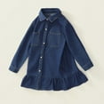 thumbnail image 2 of Esaierr 1-7T Kids Toddler Girls Long Sleeve Dresses Denim Jean Dresses Jean Shirt Dress Ruffled Button Dresses for Girl, 2 of 8