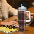thumbnail image 5 of 40zo Ice Bar Cup With Handle Double Insulation Large Capacity Rust Prevention For Daily Travel And Other Scenes Rosybrown Buffalo Plaid Check Tartan Scotland_1, 5 of 8