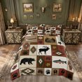 thumbnail image 2 of meiyoeat Western Woodland Wildlife Bedding for Men Boys, Retro Tribal Cabin Patchwork Duvet Cover Full, Brown, Black Reversible, 3-Piece, 1 Duvet Cover and 2 Pillowcases, 2 of 6