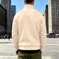 thumbnail image 6 of hoksml Men's Quarter Zip Pullover Sweatshirt Solid Stand Collar Kangaroo Pocket for Fall Winter Daily Casual Outdoor Comfort, 6 of 7
