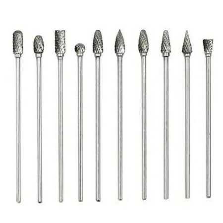 

GLFILL 10Pcs 4 Inch Long Double Cut Tungsten Solid Carbide Rotary Burrs Set 1/8 Inc