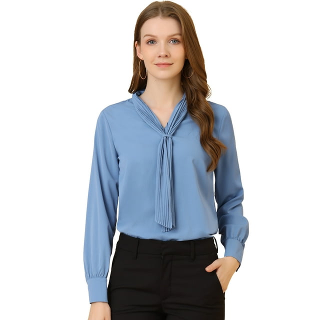 INSPIRE CHIC Chemise Élégante pour Femme de Travail/bureau à Manches Longues Plissée à Col Noué