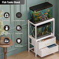 thumbnail image 3 of 10 Gallon Aquarium Stand with 2 Drawers, 2-Tier Fish Tank Stand with Storage Shelf, Heavy Duty Metal Frame Reptile Turtle Tank Stand, 20.5" L x 11.8" W x 31.5" H, White, 3 of 7