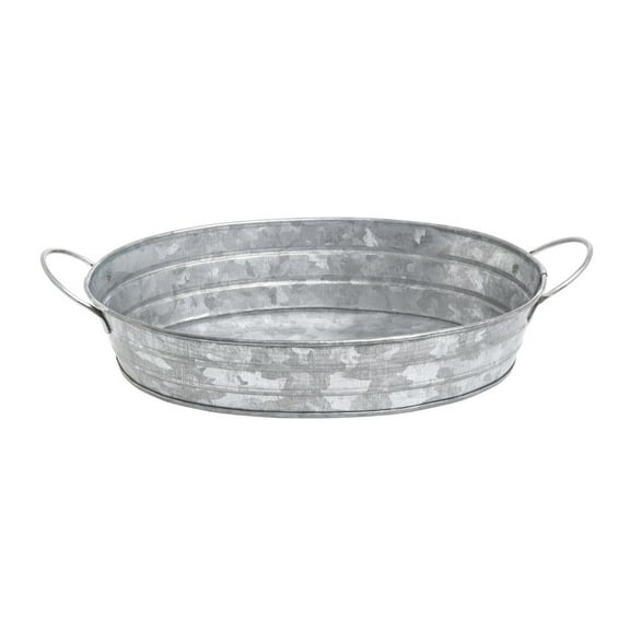 HUBERT® Galvanized Metal Serving Tray Oval - 11 1/4"L x 6 3/4"W x 2"H